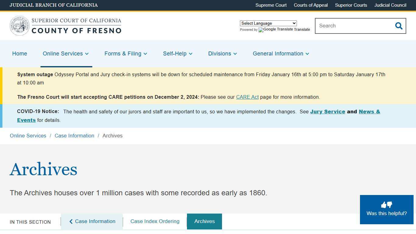 Archives | Superior Court of California | County of Fresno