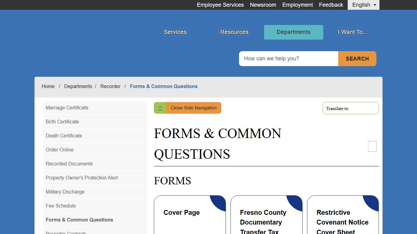 Forms & Common Questions - County of Fresno